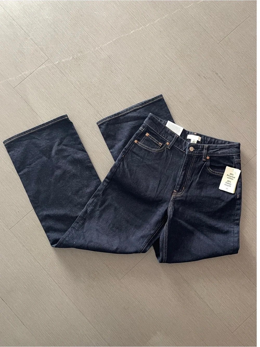 H&M Comfort Stretch Wide High Waist Dark Jeans